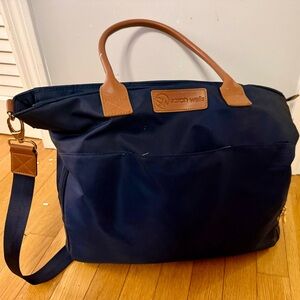 Sarah Wells Abby Breast Pump Bag with Real Leather Straps (Navy)